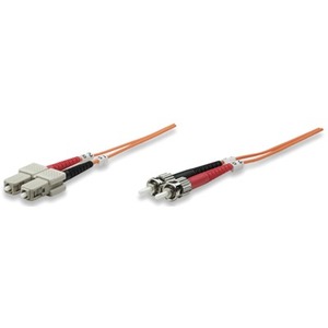 Intellinet Network Solutions Fiber Optic Patch Cable, LC/LC, OM2, 50/125, MultiMode, Duplex, Orange, 7 ft (2 m)