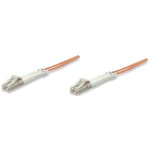 Intellinet Network Solutions Fiber Optic Patch Cable, LC/LC, OM1, 62.5/125, Multimode, Duplex, Orange, 7 ft (2 m)