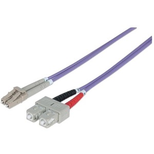 Intellinet Network Solutions Fiber Optic Patch Cable, LC/SC, OM4, 50/125, Multimode, Duplex, Violet, 7 ft (2 m)