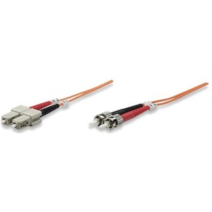 Intellinet Network Solutions Fiber Optic Patch Cable, LC/LC, OM2, 50/125, MultiMode, Duplex, Orange, 10 ft (3 m)