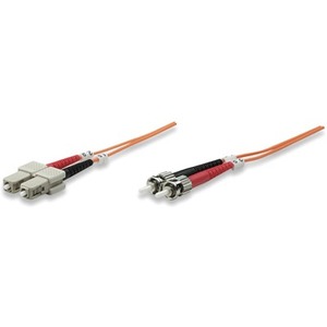 Intellinet Network Solutions Fiber Optic Patch Cable, ST/SC, OM1, 62.5/125, Multimode, Duplex, Orange, 10 ft (3 m)