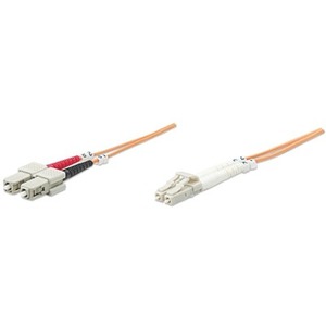 Intellinet Network Solutions Fiber Optic Patch Cable, LC/SC, OM2, 50/125, MultiMode, Duplex, Orange, 14 ft (5 m)