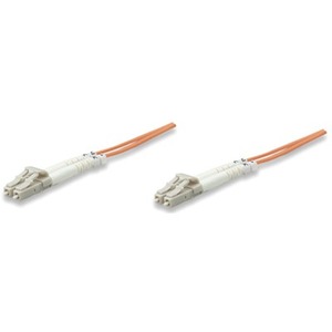 Intellinet Network Solutions Fiber Optic Patch Cable, LC/LC, OM1, 62.5/125, Multimode, Duplex, Orange, 14 ft (5 m)