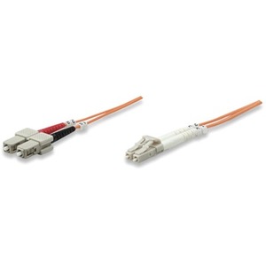 Intellinet Network Solutions Fiber Optic Patch Cable, LC/SC, OM1, 62.5/125, Multimode, Duplex, Orange, 14 ft (5 m)