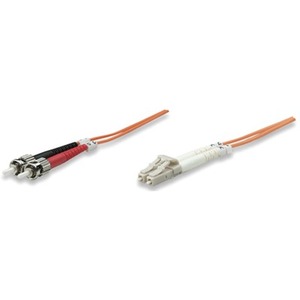 Intellinet Network Solutions Fiber Optic Patch Cable, LC/ST, OM1, 62.5/125, Multimode, Duplex, Orange, 14 ft (5 m)