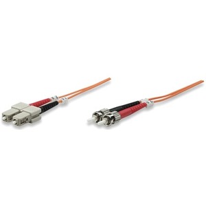 Intellinet Network Solutions Fiber Optic Patch Cable, LC/LC, OM2, 50/125, MultiMode, Duplex, Orange, 33 ft (10 m)