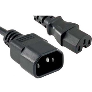 ENET C14 to C15 3ft Black Power Extension Cord 14 AWG 15A NEMA IEC-320 C14 to NEMA IEC-320 C15 Black 3'