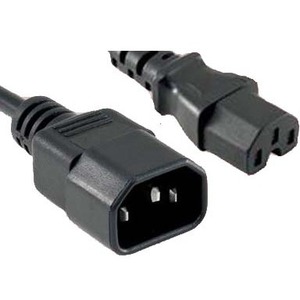 ENET C14 to C15 6ft Black Power Extension Cord 14 AWG 15A NEMA IEC-320 C14 to NEMA IEC-320 C15 Black 6'