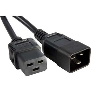 ENET C19 to C20 2ft Black Power Cord Extension 250V 14 AWG 15A NEMA IEC-320 C19 to IEC-320 C20 Black 2'