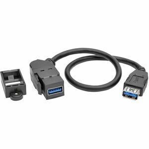 Tripp Lite USB 3.0 All-in-One Keystone/Panel Mount Coupler Cable (F/F) Angled Connector Black 1 ft. (0.31 m)