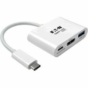 Tripp Lite USB C to HDMI Multiport Video Adapter Converter 1080p w/ USB-A Hub & USB-C PD Charging, Thunderbolt 3 Compatible, USB Type C to HDMI, USB-C to HDMI, USB Type-C to HDMI