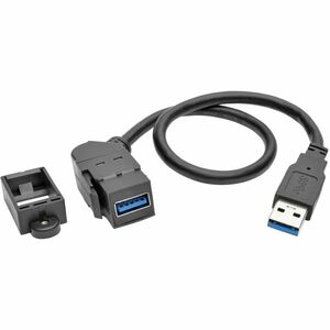 Tripp Lite USB 3.0 Keystone Panel Mount Coupler Extension Cable Angled 1'