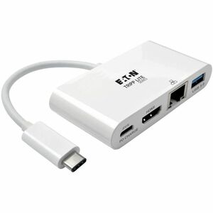 Tripp Lite USB-C Multiport Adapter - HDMI, USB 3.2 Gen 1 Port, Gigabit Ethernet, 60W PD Charging, HDCP, White