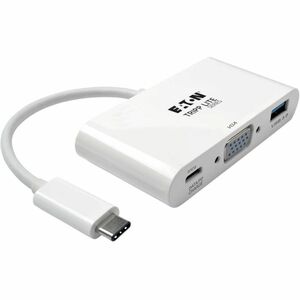 Tripp Lite USB-C to VGA Adapter with USB-A Port and PD Charging, White