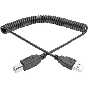 Tripp Lite 10ft Hi-Speed USB 2.0 to USB B Cable Coiled USB A-B M/M 10'