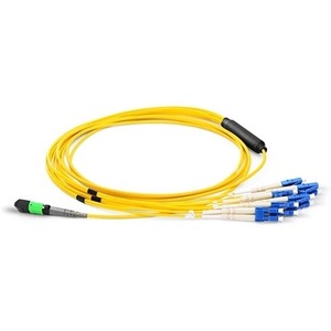 Axiom MPO Female to 4 LC Singlemode 9/125 Fiber Optic Breakout Cable - 10m