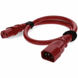 3ft C13 Female to C14 Male 18AWG 100-250V at 10A Red Power Cable