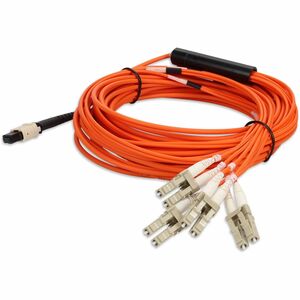 AddOn 1m MPO (Female) to 8xLC (Male) 8-Strand Orange OM1 Fiber Fanout Cable