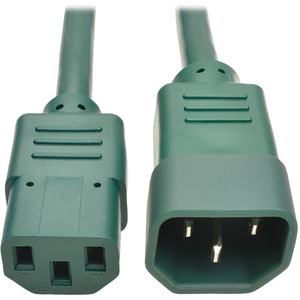 Tripp Lite Heavy Duty Power Extension Cord 15A 14 AWG C14 to C13 Green 3'