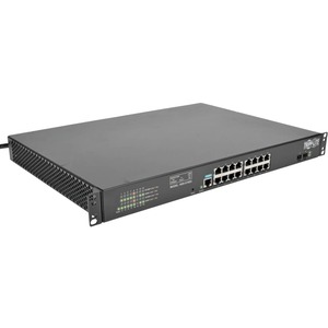 Tripp Lite 16 10/100/1000Mbps Port Gigabit L2 Web-Smart Managed Switch, 2 SFP Slots, 36 Gbps, Web, 8-Outlet 120V PDU/Surge Protect