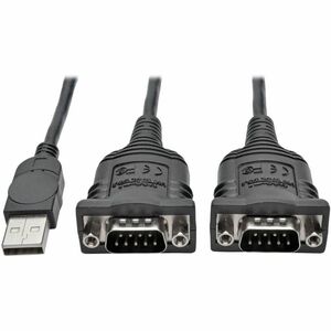 Tripp Lite 2-Port USB to DB9 Serial FTDI Adapter Cable with COM Retention (M/M), 6 ft