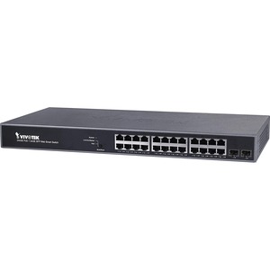 Vivotek 24xGE PoE + 2xGE SFP VivoCam Web Smart Managed Switch, PoE Power Budget 370W