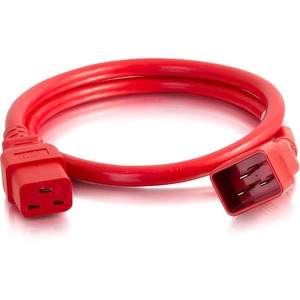 C2G 3ft 12AWG Power Cord (IEC320C20 to IEC320C19) -Red