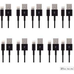 4XEM 10 Pack 3FT 1M Black Lightning cable for Apple iPhone/iPad/iPod - MFi Certified