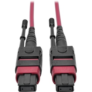 Tripp Lite 100G MTP/MPO Multimode OM4 Plenum-Rated Fiber Optic Cable (F/F), 12 Fiber, 40/100GBASE-SR4, Push/Pull Tabs, Magenta, 15 m