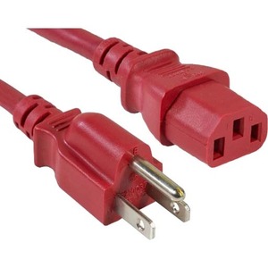 ENET 5-15P to C13 10ft Red External Power Cord / Cable NEMA 5-15P to IEC-320 C13 10A 18AWG 10'