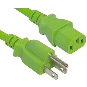 ENET 5-15P to C13 3ft Green External Power Cord / Cable NEMA 5-15P to IEC-320 C13 10A 18AWG 3'