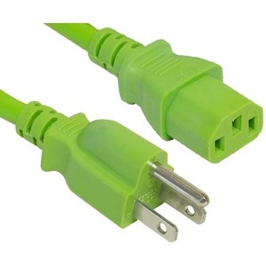 ENET 5-15P to C13 4ft Green External Power Cord / Cable NEMA 5-15P to IEC-320 C13 10A 18AWG 4'