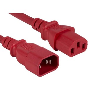 ENET C13 to C14 6ft Red Power Extension Cord / Cable 250V 18 AWG 10A NEMA IEC-320 C13 to IEC-320 C14 6'