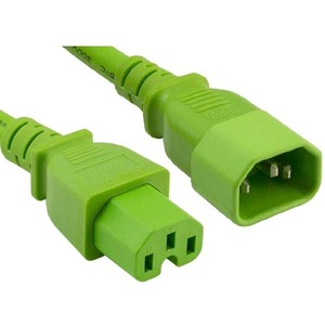 ENET C14 to C15 6ft Green Power Extension Cord 14 AWG 15A NEMA IEC-320 C14 to NEMA IEC-320 C15 Green 6'