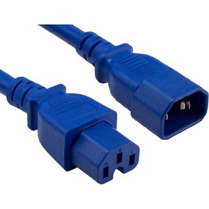 ENET C14 to C15 3ft Blue Power Extension Cord 14 AWG 15A NEMA IEC-320 C14 to NEMA IEC-320 C15 Blue 3'