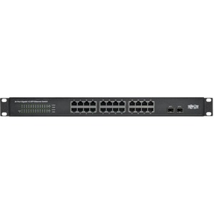 Tripp Lite 24-Port 10/100/1000 Mbps 1U Rack-Mount/Desktop Gigabit Ethernet Unmanaged Switch 2 Gigabit SFP Ports Metal Housing