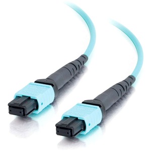 C2G 10m MPO to MPO Fiber Array Cable Method A OM4 Plenum Rated (OFNP) - Aqua