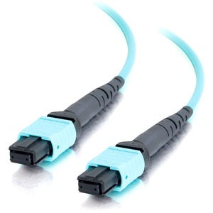 C2G 10m MPO to MPO Fiber Array Cable Method B OM3 Plenum Rated (OFNP) - Aqua