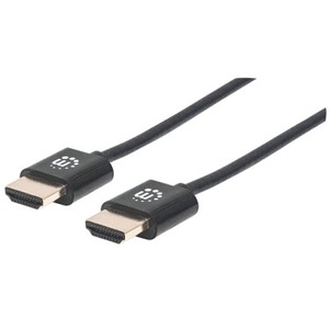 Manhattan Ultra-thin High Speed HDMI Cable with Ethernet - HEC, ARC, 3D, 4K - 3 ft - Retail Blister