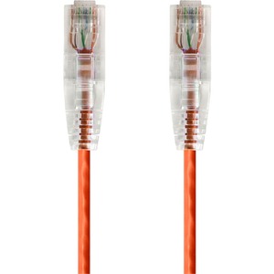 Monoprice SlimRun Cat6 28AWG UTP Ethernet Network Cable, 1ft Orange