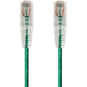 Monoprice SlimRun Cat6 28AWG UTP Ethernet Network Cable, 1ft Green