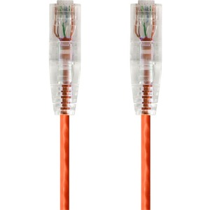 Monoprice SlimRun Cat6 28AWG UTP Ethernet Network Cable, 0.5ft Orange