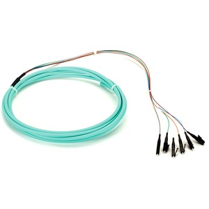 Black Box 3m LC OM3 50-Micron MM Fiber Pigtail 12-Strand OFNR PVC Aqua