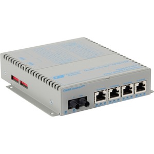 Omnitron Systems OmniConverter GPoE+/SX 4x PoE+ ST Multimode 550m US AC Powered