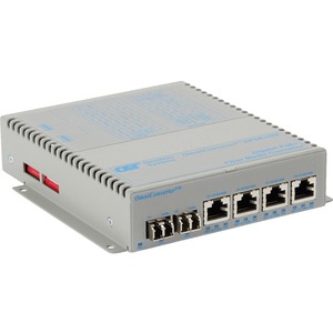 Omnitron Systems OmniConverter GPoE+/SX 4x PoE+ 2x LC Multimode 550m US AC Powered