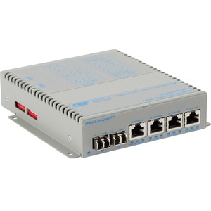 Omnitron Systems OmniConverter GPoE+/SX 4x PoE+ 2x LC Single-Mode 12km US AC Powered