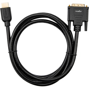 Rocstor Premium HDMI to DVI-D Cable - M/M - 6 ft - 1 x DVI-D Male - 1 x Male HDMI - Gold-plated Contacts - Black