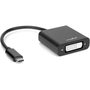 Rocstor Premium USB-C to DVI Adapter M/F- 6" - USB Type-C to DVI Converter adapter for MacBook®, Macbook Pro®, ChromeBook® or any other USB Type C devices connecting to Displayport. Use for Monitor, Projector, and Digital Display - 1 Pack - 1 x Type C Male USB - 1 x DVI-I Female Digital Video - Black