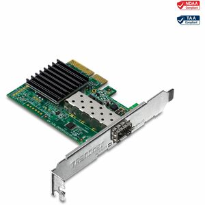 TRENDnet 10 Gigabit PCIe SFP+ Network Adapter, Convert A PCIe Slot Into A 10G SFP+ Slot, Supports 802.1Q, Standard & Low-Profile Brackets Included, Compatible With Windows & Linux, Black, TEG-10GECSFP