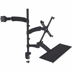 CTA Digital 2-in-1 Adjustable Monitor and Tablet Mount Stand with Keyboard Tray